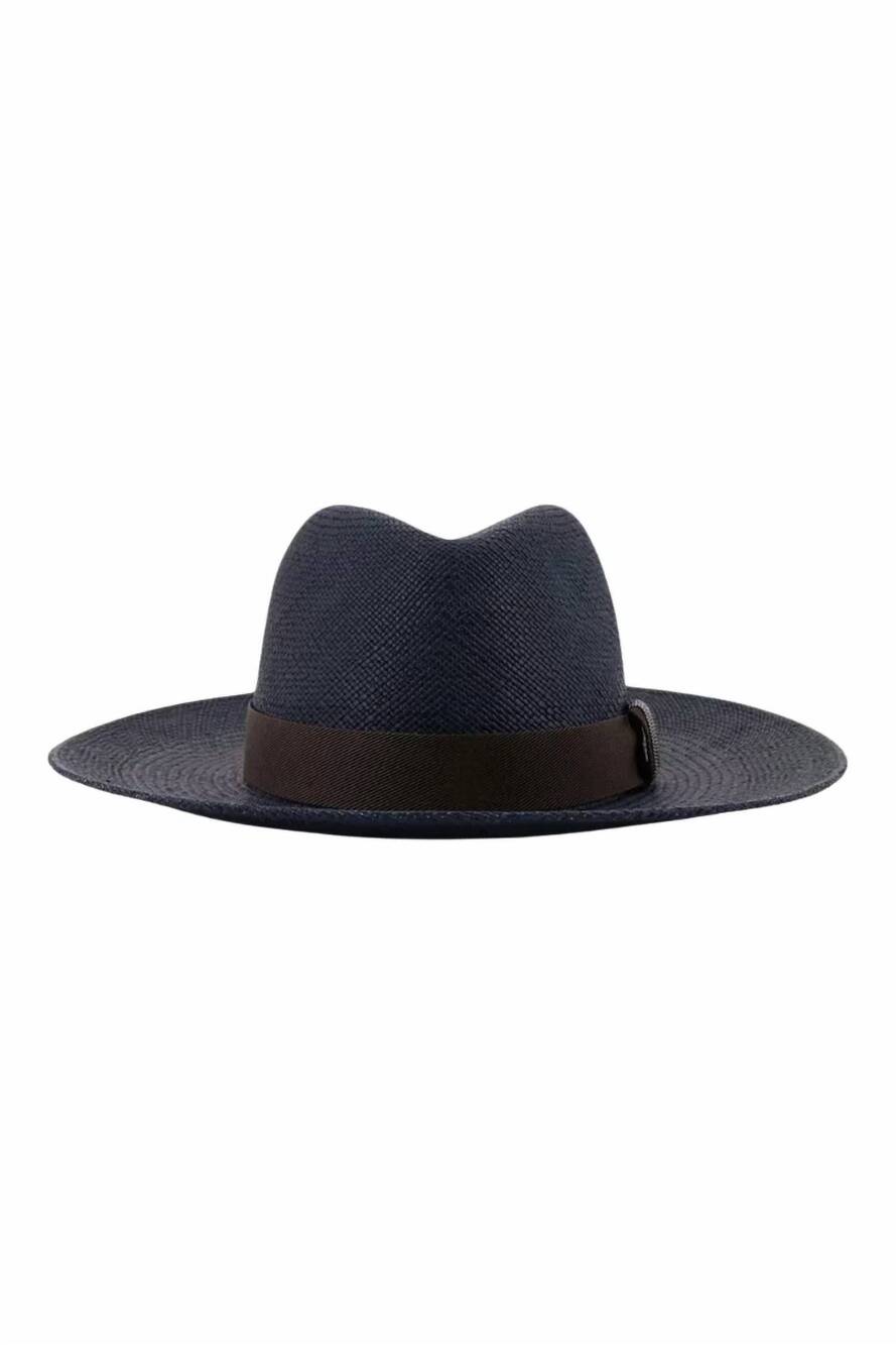 NEW BRUNELLO CUCINELLI women's band hat in dark navy blu